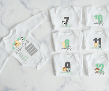 Load image into Gallery viewer, Safari Monthly Milestone Onesie Set
