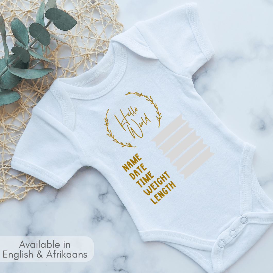 Gold Birth Announcement Onesie – Little Wildflower South Africa