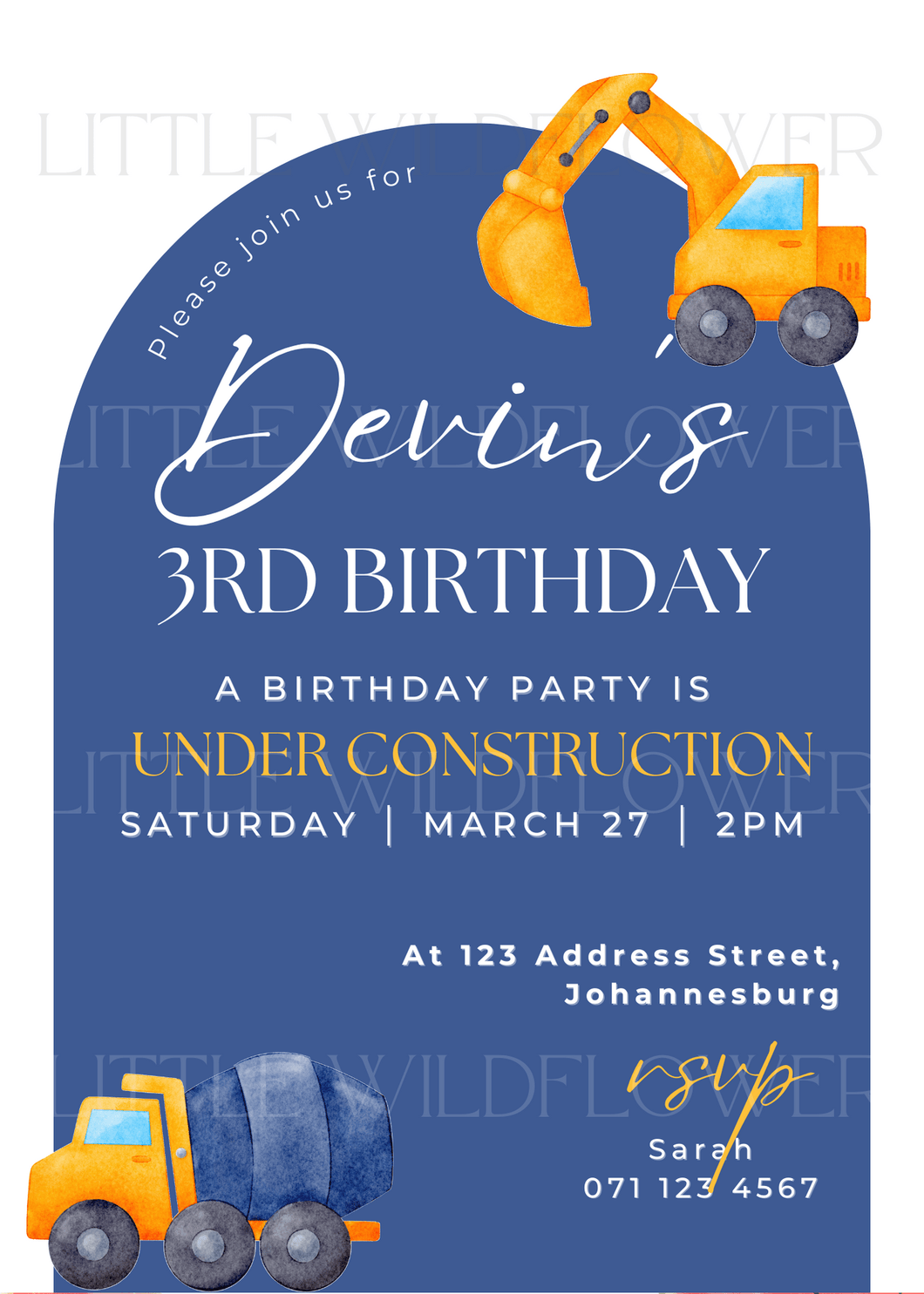 Construction Themed Digital Invitation