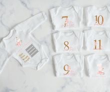 Load image into Gallery viewer, Floral Swan Monthly Milestone Onesie Set
