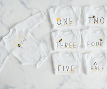 Load image into Gallery viewer, Bee Monthly Milestone Onesie Set
