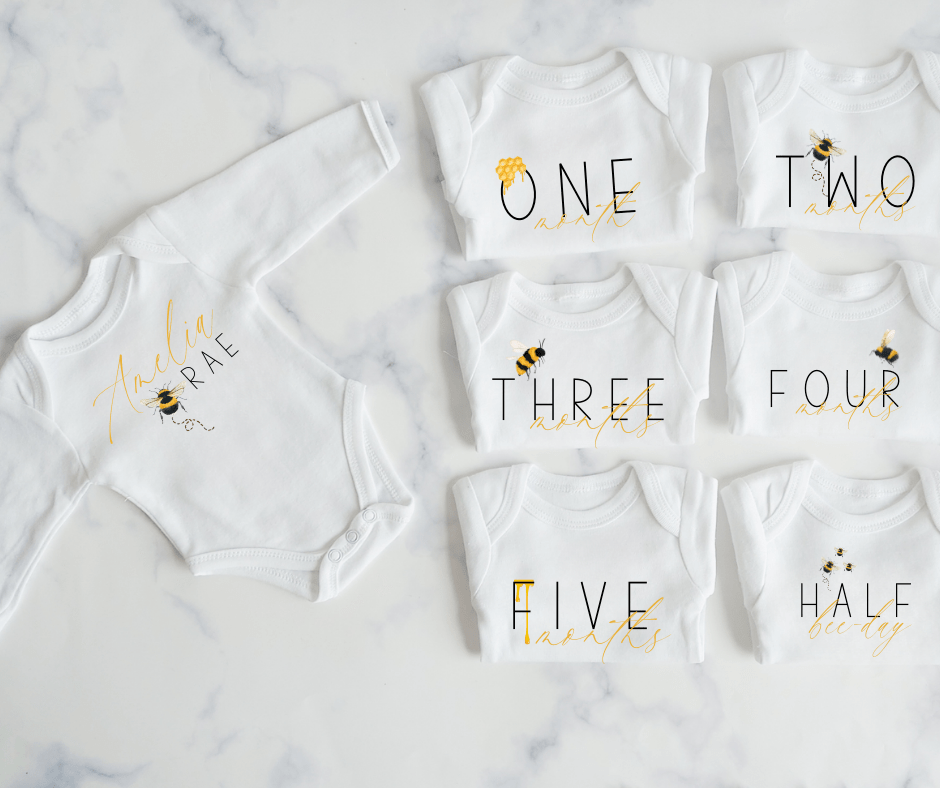 Bee Monthly Milestone Onesie Set