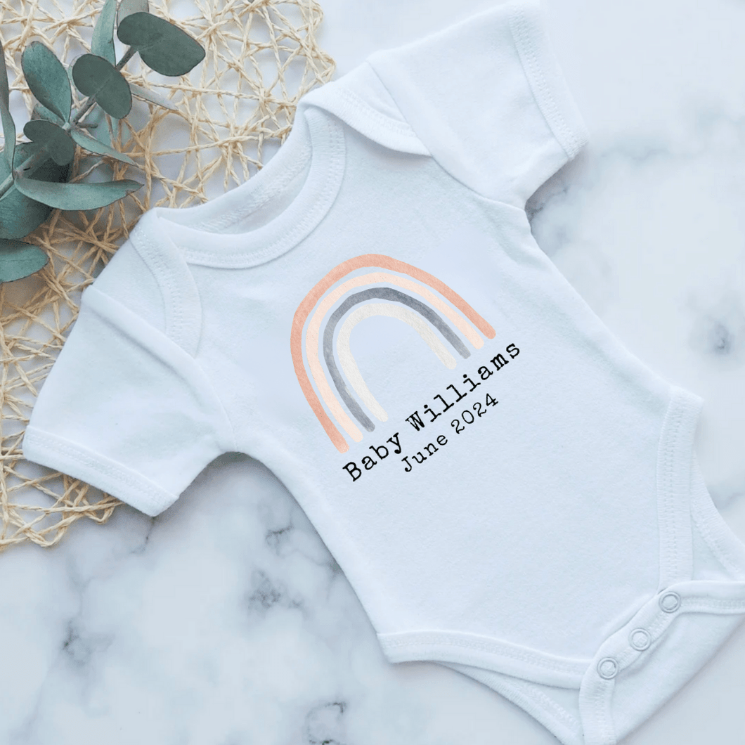 Neutral Rainbow Baby Pregnancy Announcement Onesie