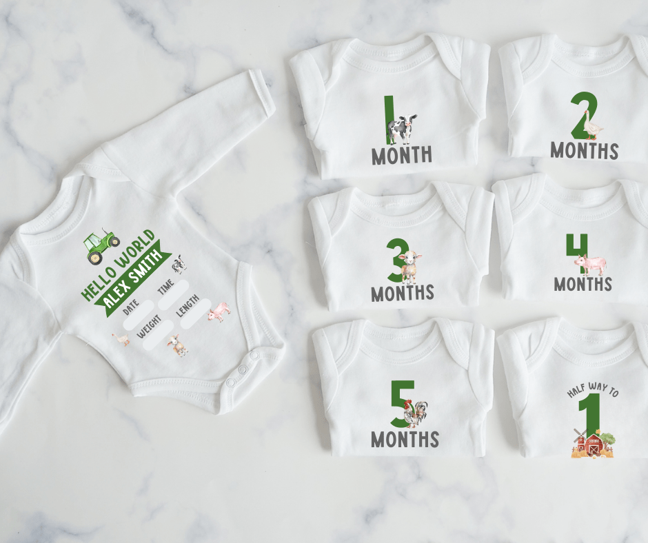 Farm Monthly Milestone Onesie Set