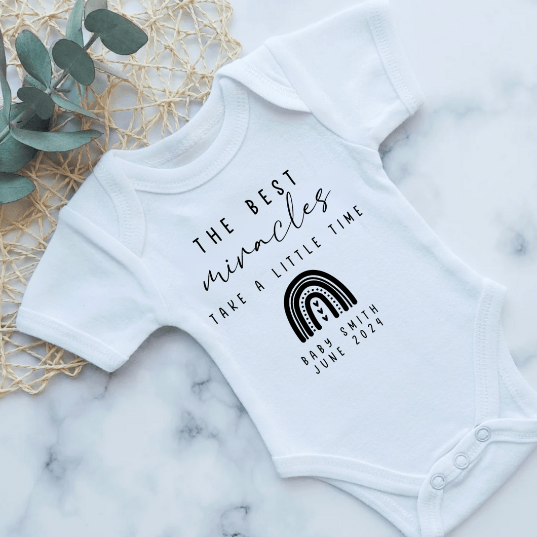 The Best Miracles Take Time Pregnancy Announcement Onesie