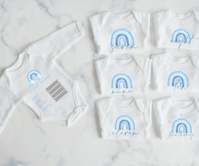 Load image into Gallery viewer, Blue Rainbow Monthly Milestone Onesie Set
