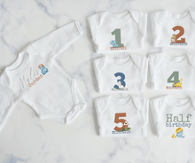 Load image into Gallery viewer, Dinosaur Monthly Milestone Onesie Set
