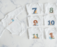 Load image into Gallery viewer, Dinosaur Monthly Milestone Onesie Set
