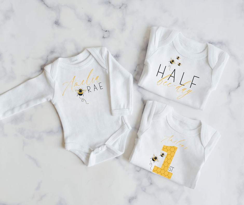 Bee Mini Monthly Milestone Onesie Set