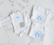 Load image into Gallery viewer, Blue Rainbow Mini Monthly Milestone Onesie Set
