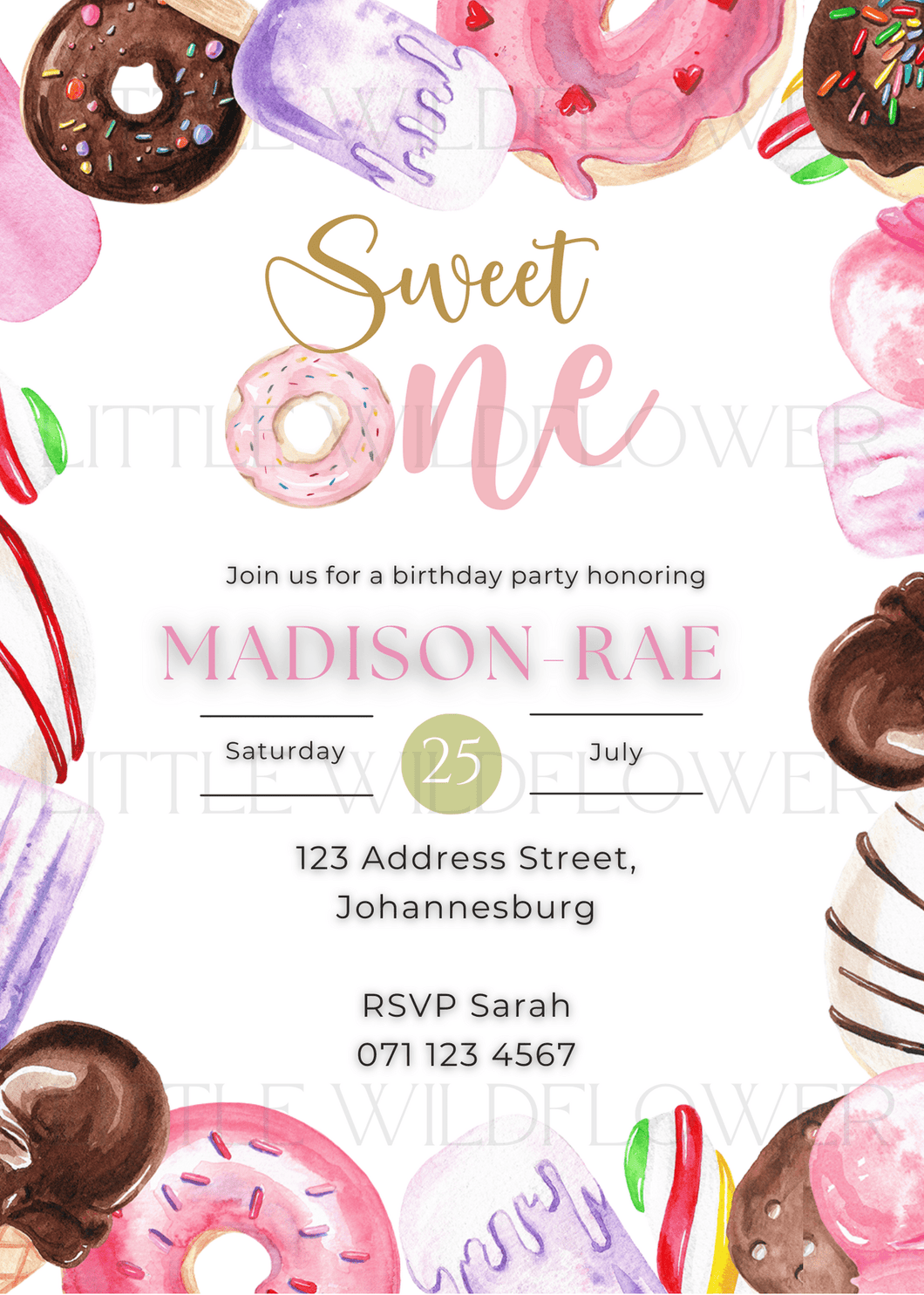 Sweet One Themed Digital Invitation