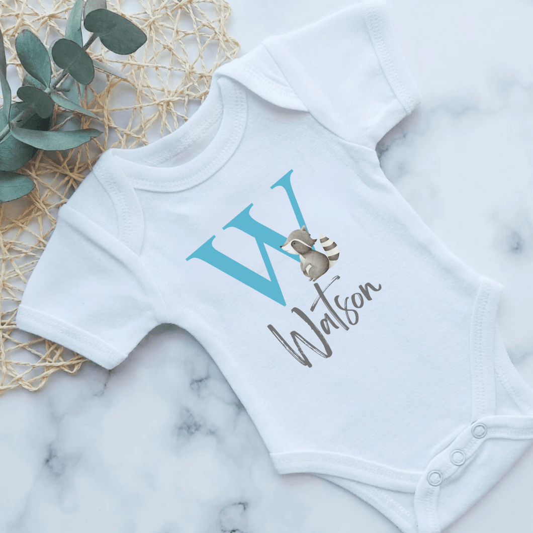 Raccoon Initial Onesie