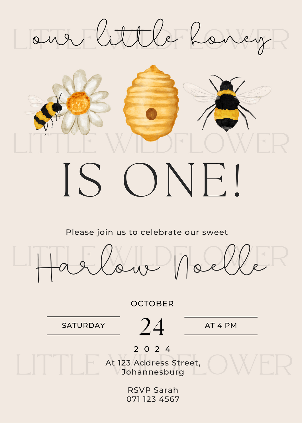 Bee Themed Digital Invitation