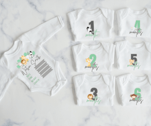 Load image into Gallery viewer, Safari Monthly Milestone Onesie Set
