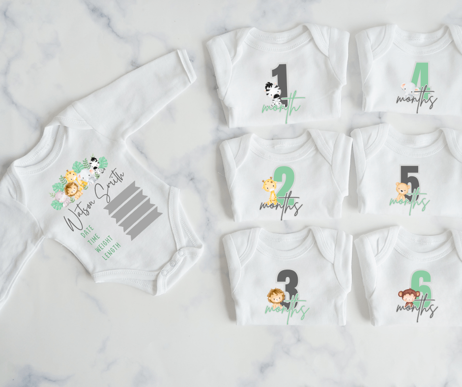 Safari Monthly Milestone Onesie Set