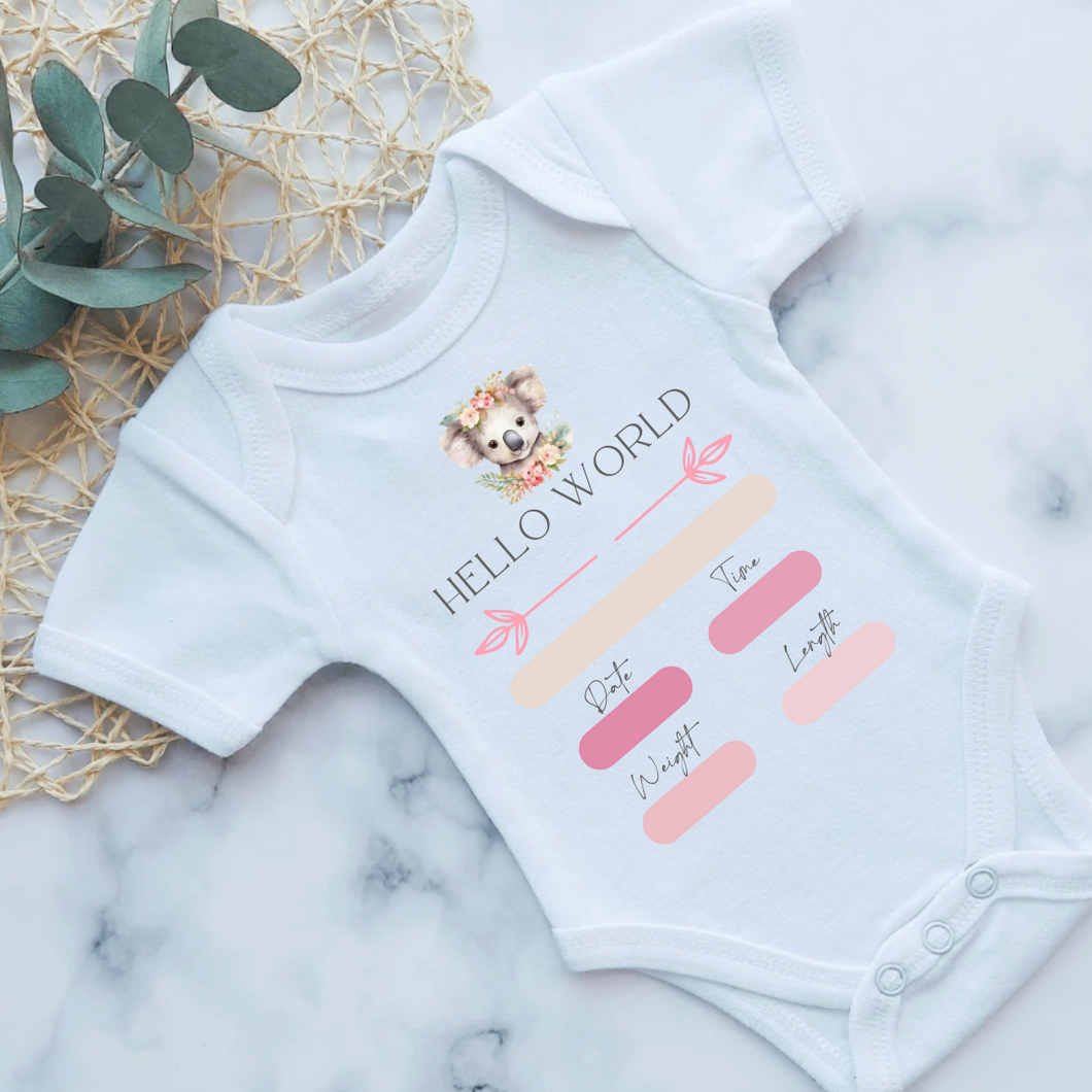 Pink Koala Birth Announcement Onesie