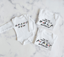 Load image into Gallery viewer, F R I E N D S Mini Monthly Milestone Onesie Set
